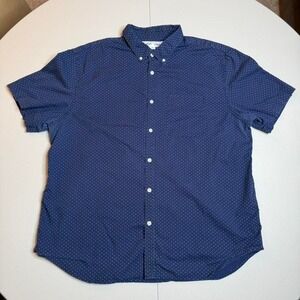 Old Navy navy blue polka dot men's button up slim fit shirt. Size XXL
